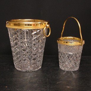 Vintage Champagne cooler, ice bucket, six spoons. 